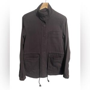 LOFT Women's Mock Neck Field Utility Jacket Charcoal Gray W Pockets Size XS